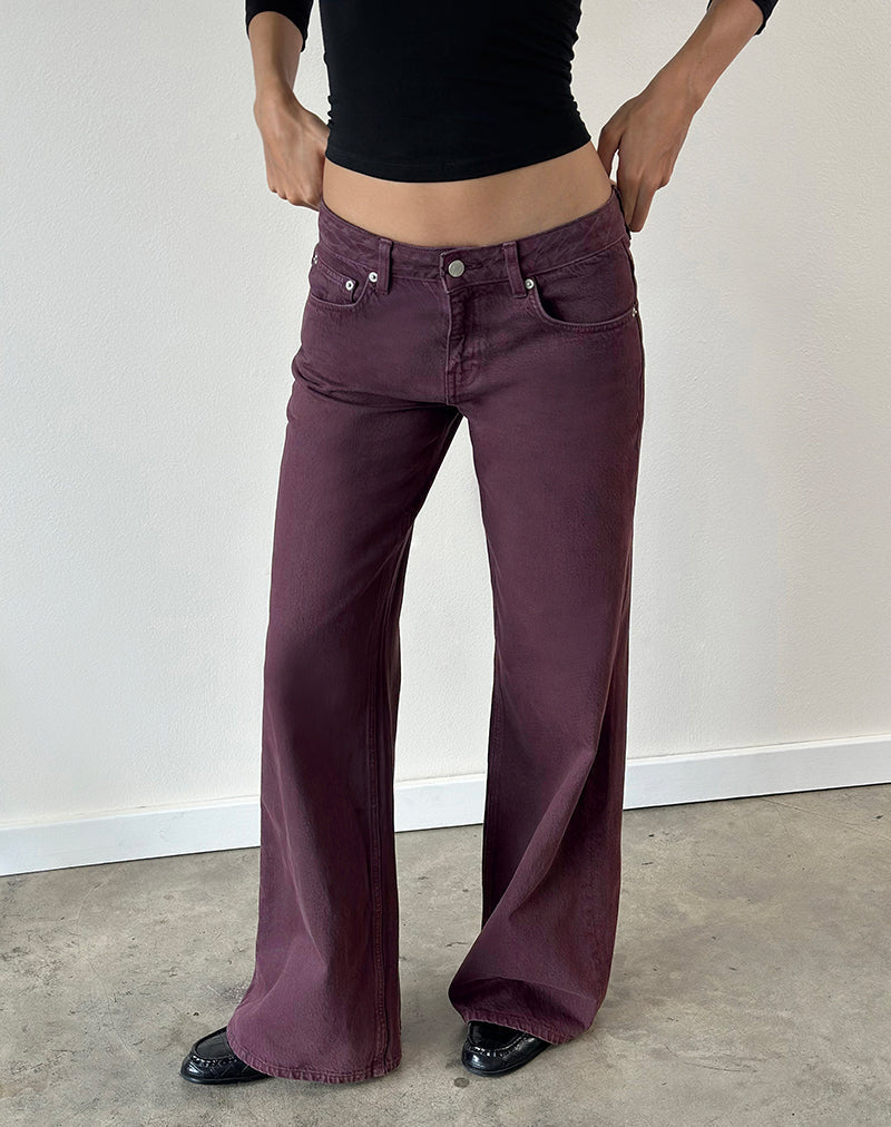 Low Rise Slouchy Flare Jeans in Pinot Noir