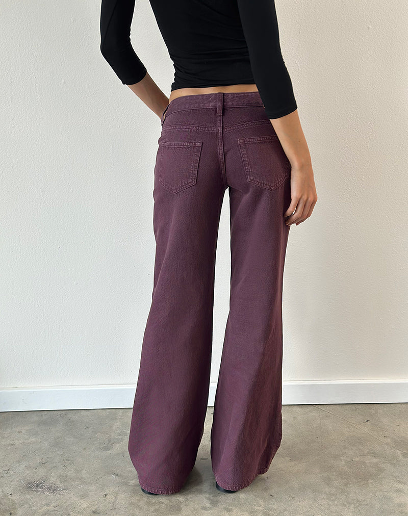 Low Rise Slouchy Flare Jeans in Pinot Noir