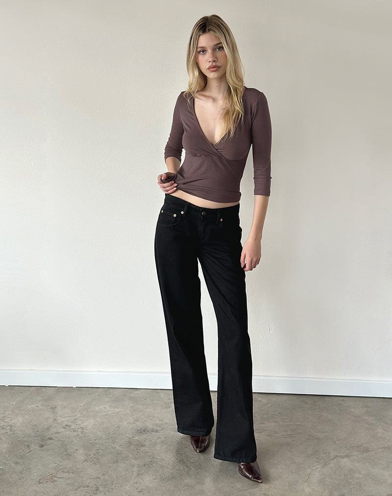 Low Rise Parallel Jeans in Rinse Black