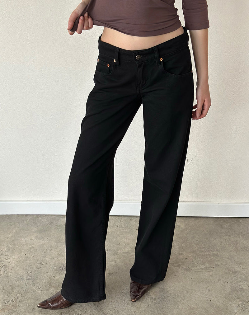 Low Rise Parallel Jeans in Rinse Black