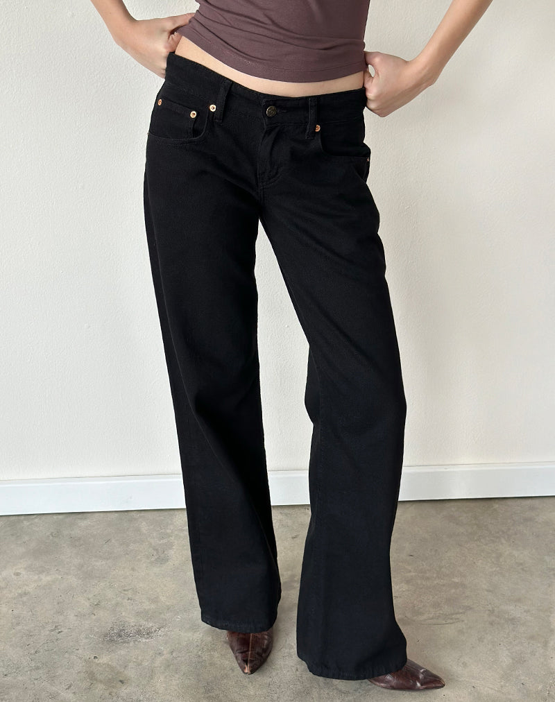 Low Rise Parallel Jeans in Rinse Black