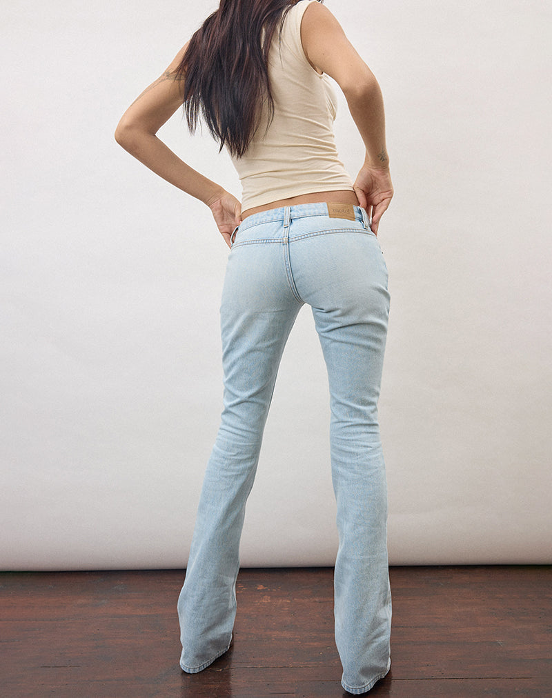 Ultra Low Rise Flare Jean in Sky Blue
