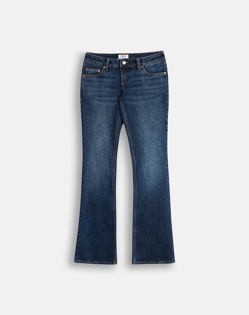 Ultra Low Rise Stretch Flare Jeans in Navy