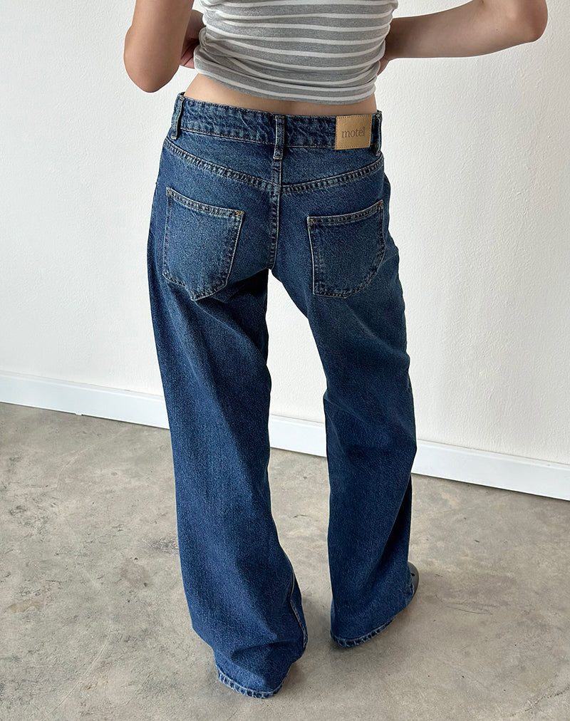 Low Rise Parallel Jeans in Mid Blue Used
