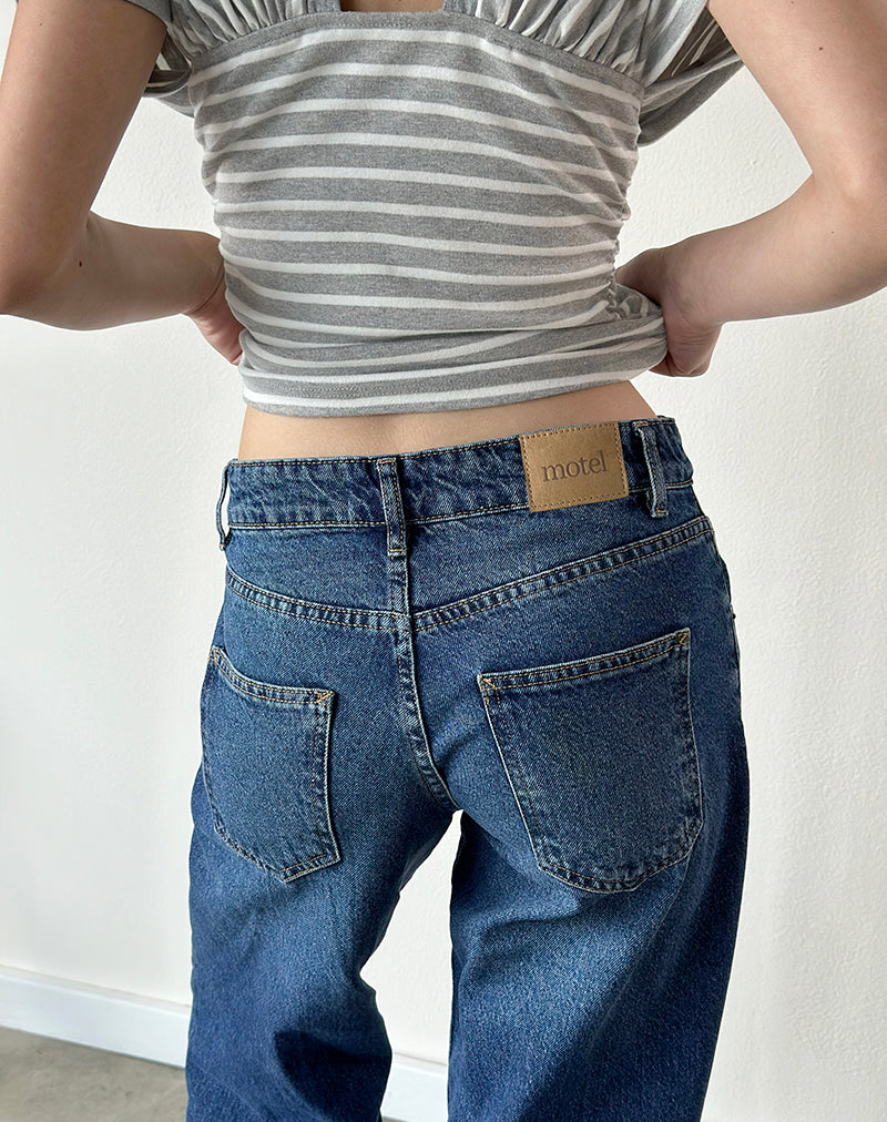 Low Rise Parallel Jeans in Mid Blue Used