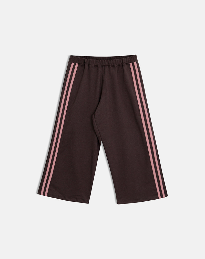 Wamino Capri Trouser in Bitter Chocolate with Rose Pink Stripes