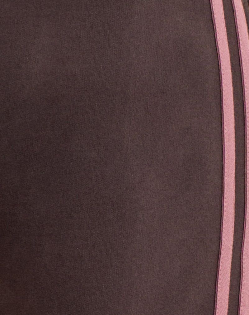 Wamino Capri Trouser in Bitter Chocolate with Rose Pink Stripes