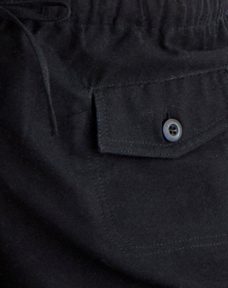 Yua Wide Leg Trouser in Linen Black