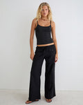 Yua Wide Leg Trouser in Linen Black