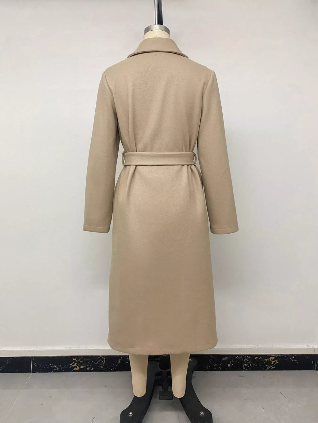 Double-Breasted Lapel Collar Longline Coat