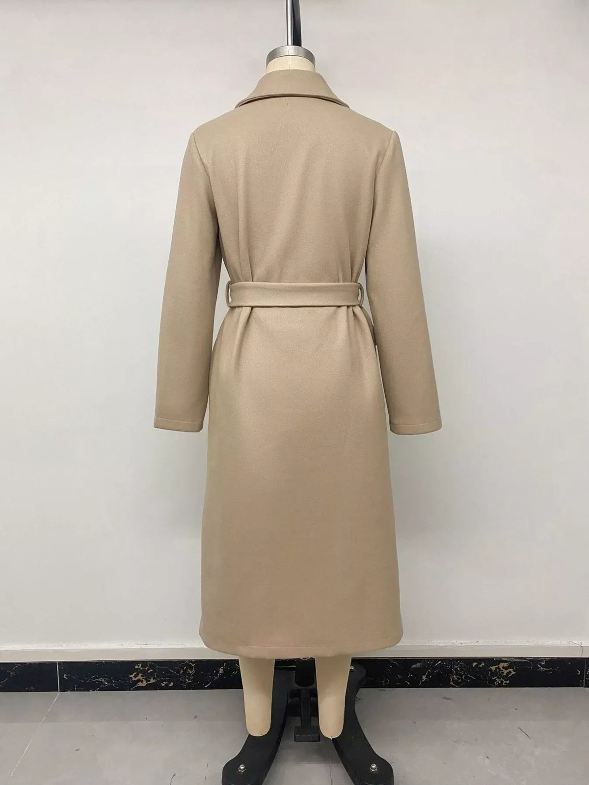 Double-Breasted Lapel Collar Longline Coat