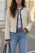 Contrast Trim Cropped Outerwear