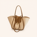 Sac Cabas Trapèze Cuir Vegan à Fermoir Doré