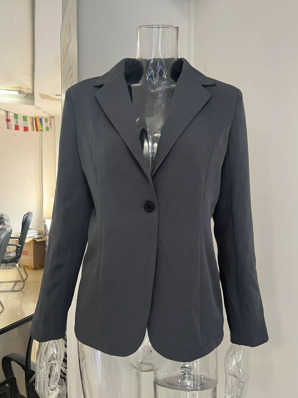 Slim-Fit Single-Button Casual Blazer