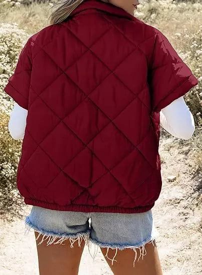 Quilted Zip Up Short Sleeve Winter Coat