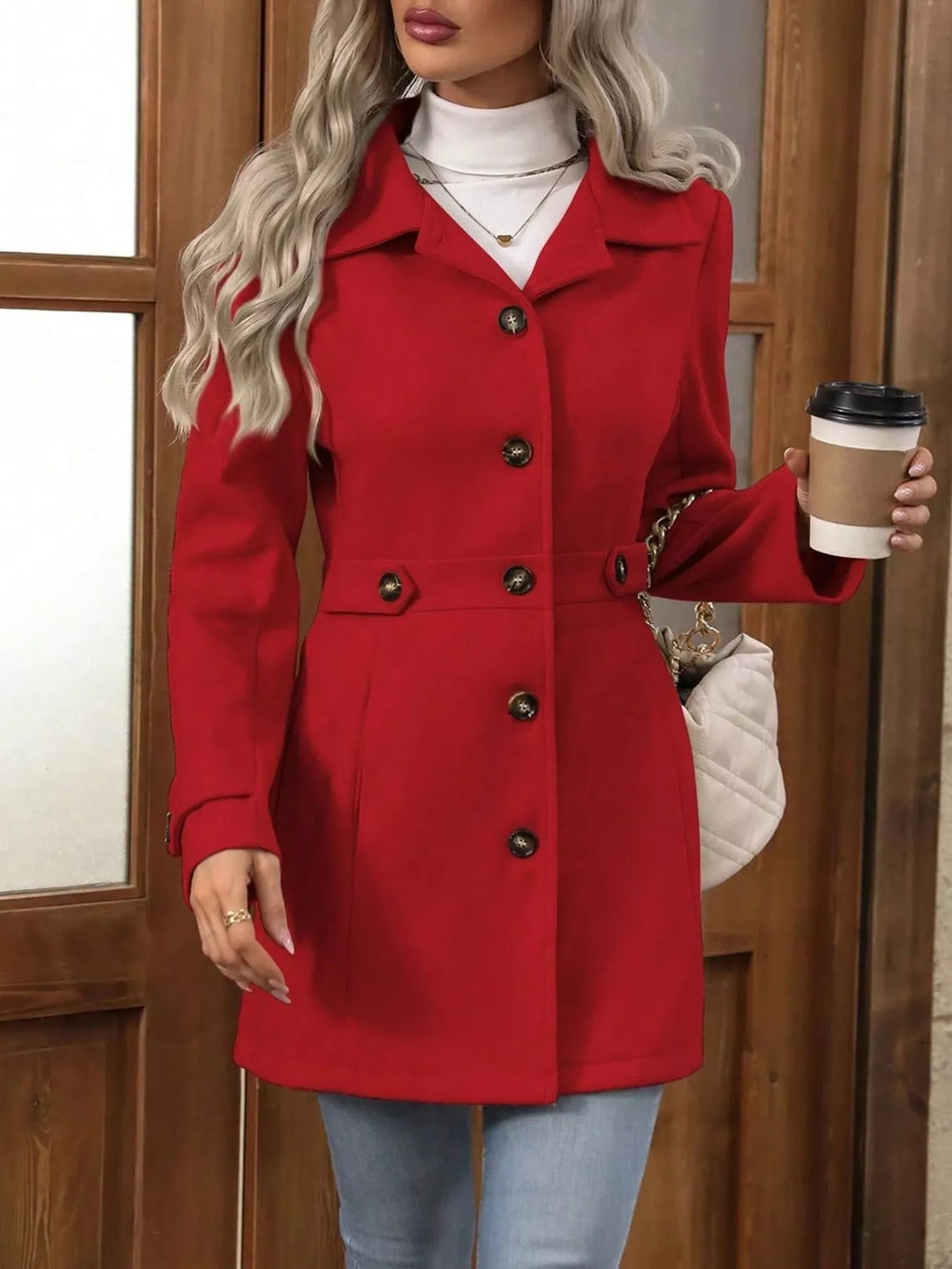 Single-Breasted Long Sleeve Coat