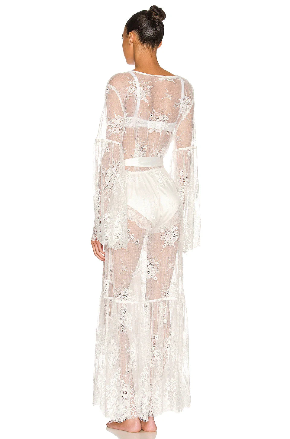 Georgina Long Lace Bridal Robe – White