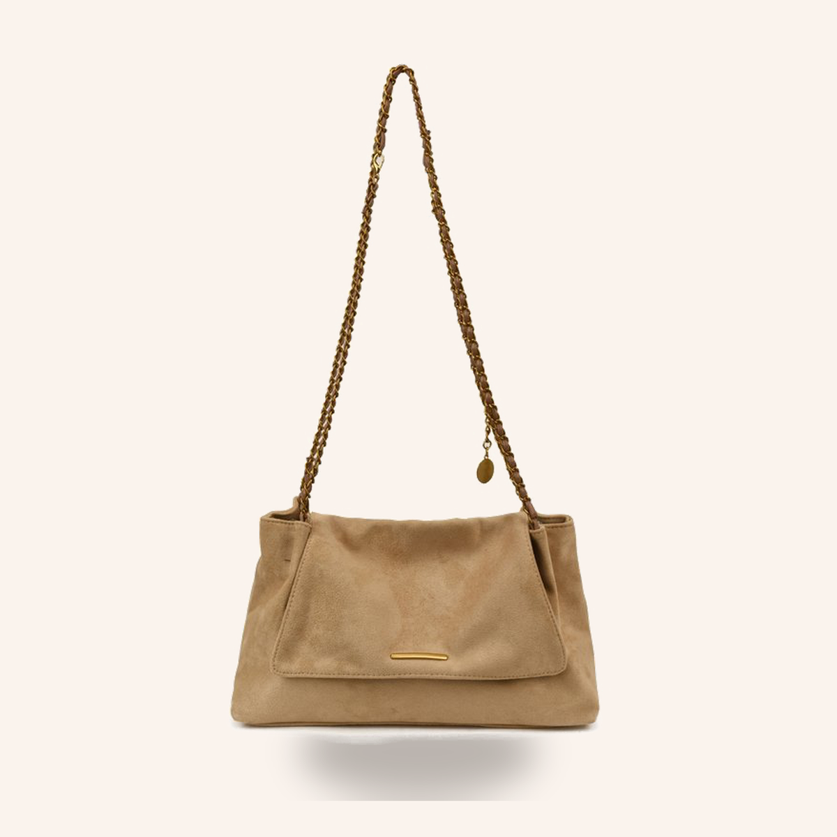 Sac Besace Suédine Vegan à Chaîne Dorée Vintage