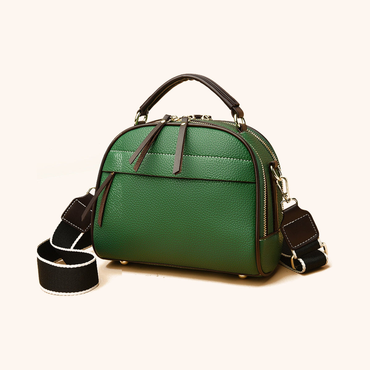 Sac à Main Bowling Cuir Grainé Bandoulière Amovible