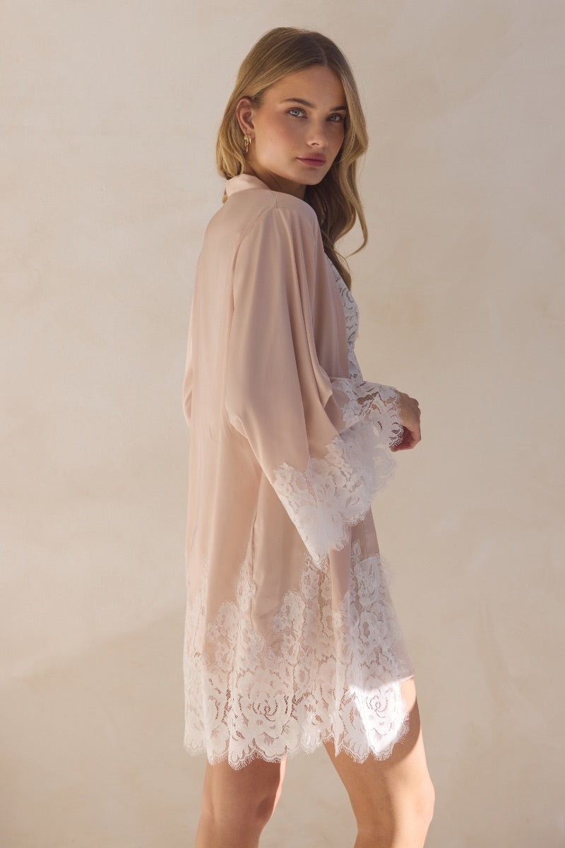 Peyton Short Lace Robe  - Blush