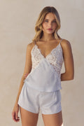 Peyton Lace Cami Set  - Eggshell Blue