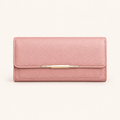 Portefeuille Trifold Cuir Vegan Grainé à Fermoir Doré