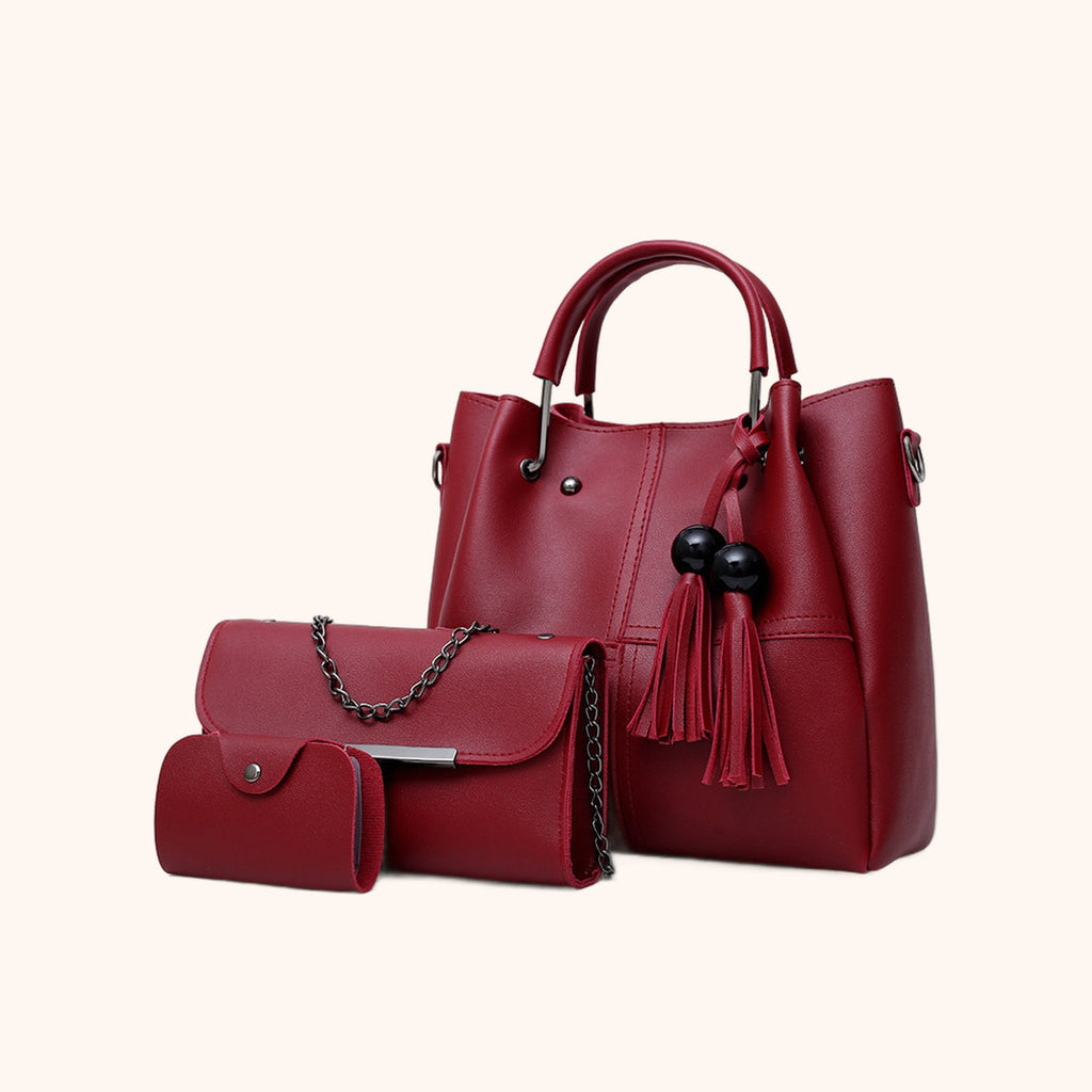Sac Cabas 3 Pièces à Pompons