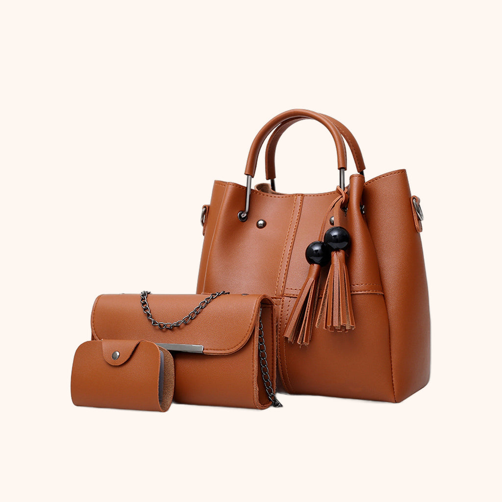 Sac Cabas 3 Pièces à Pompons