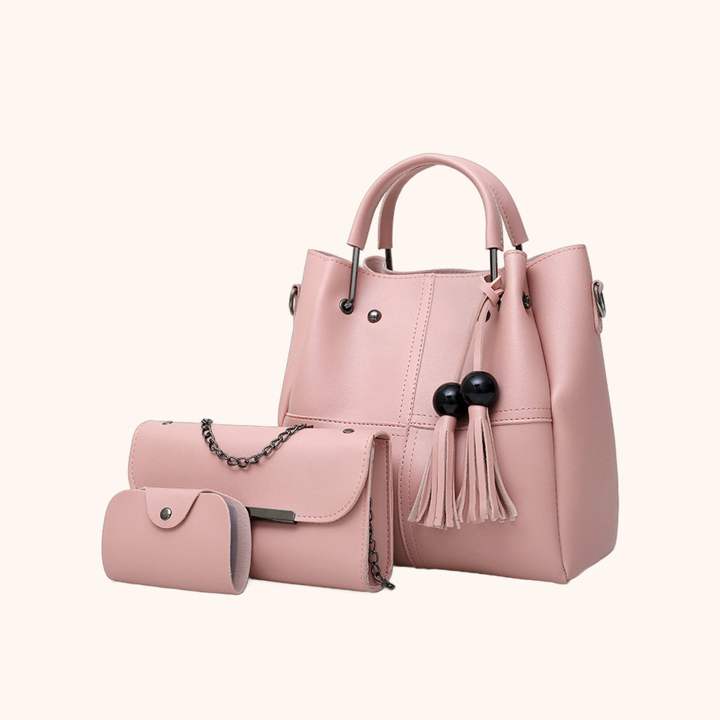 Sac Cabas 3 Pièces à Pompons