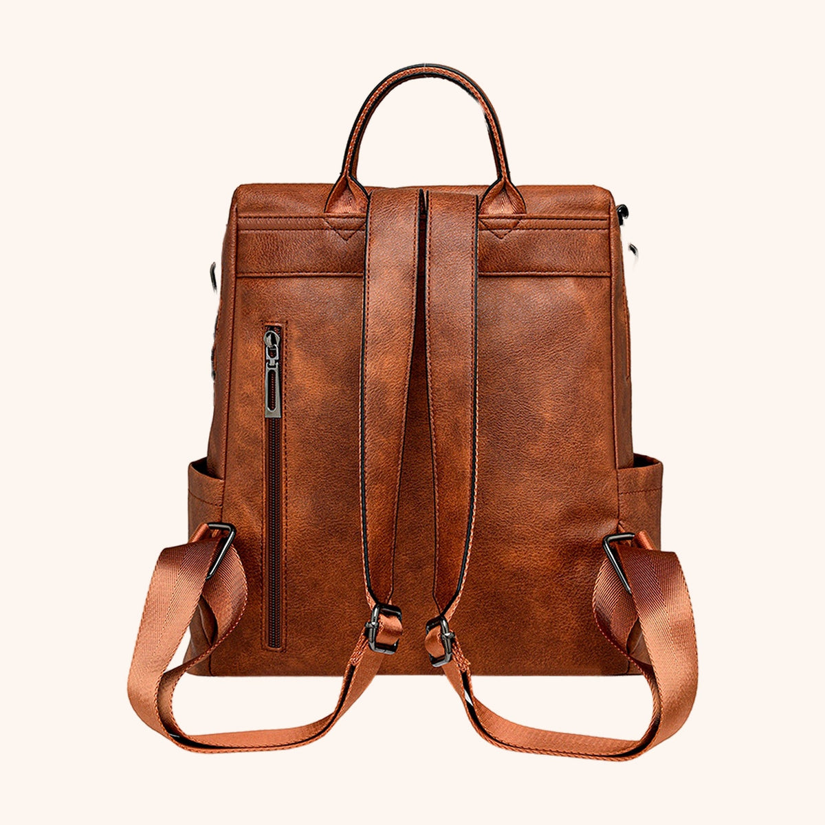 Sac à Dos Rétro Bicolore avec Pochette Assortie