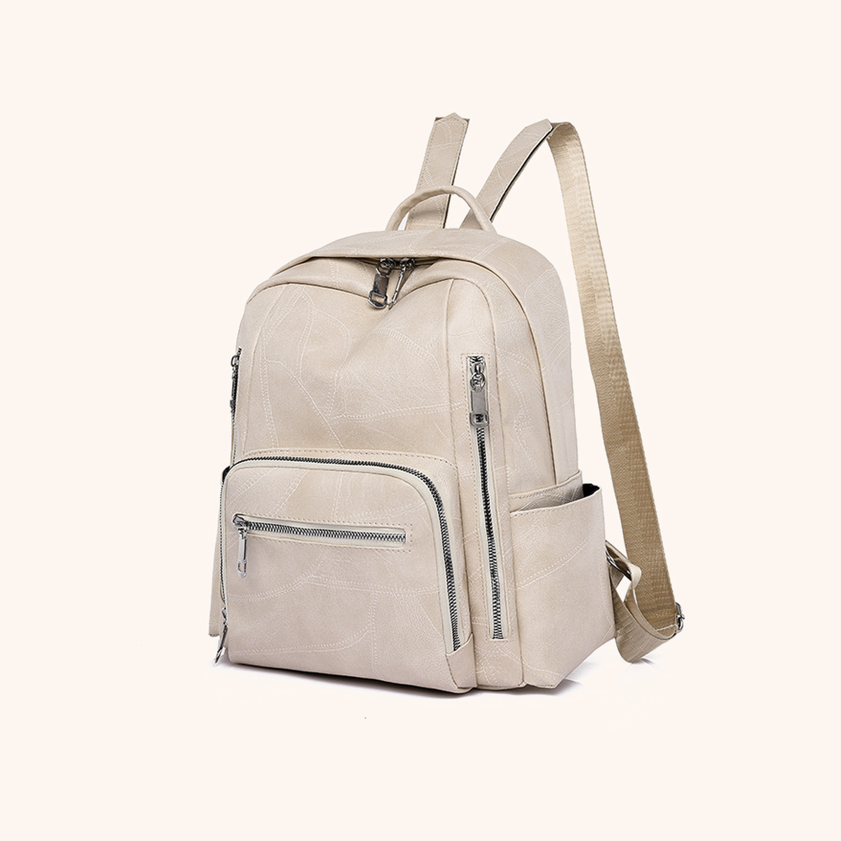 Sac à Dos Cuir Vegan Matelassé Multipoches